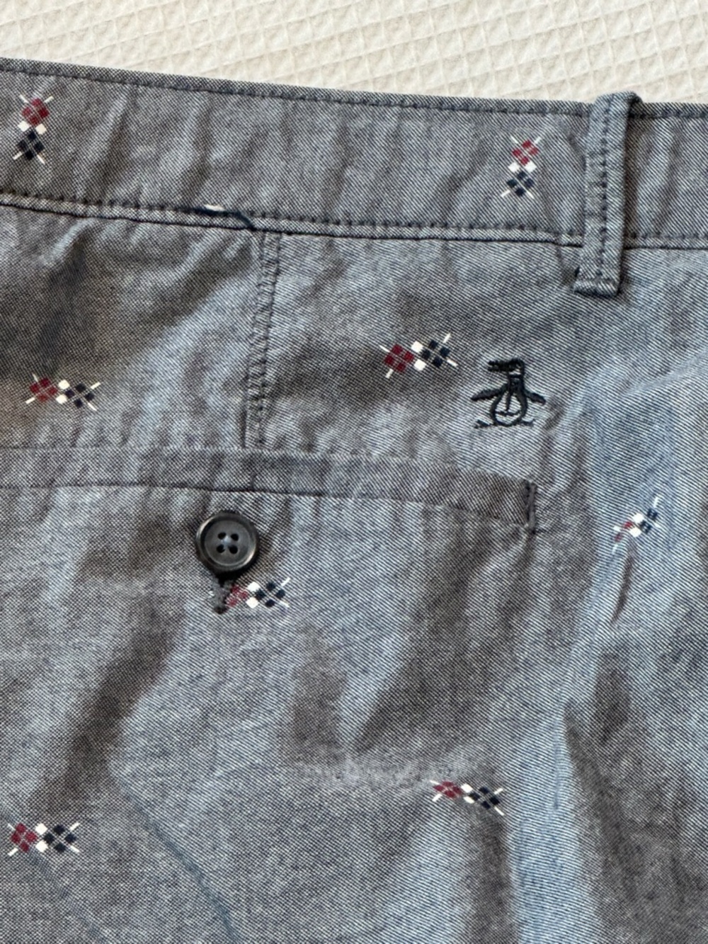 Penguin Gray Embroidered Pattern Shorts - Picture 3 of 7